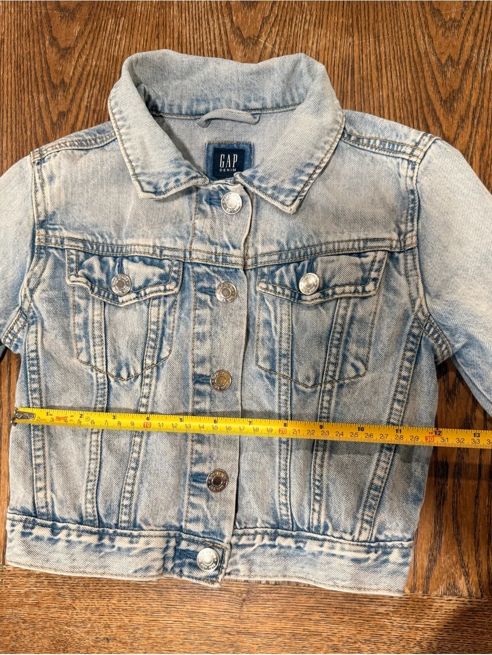GAP Light Wash Denim Jacket with Multicolor Sequin Rainbow